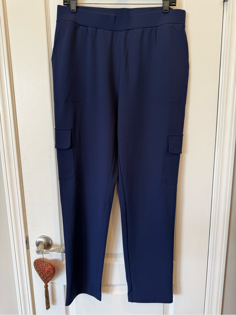 Lisa Rinna Collection Navy Pull On Cargo Pants Pockets Stretch M